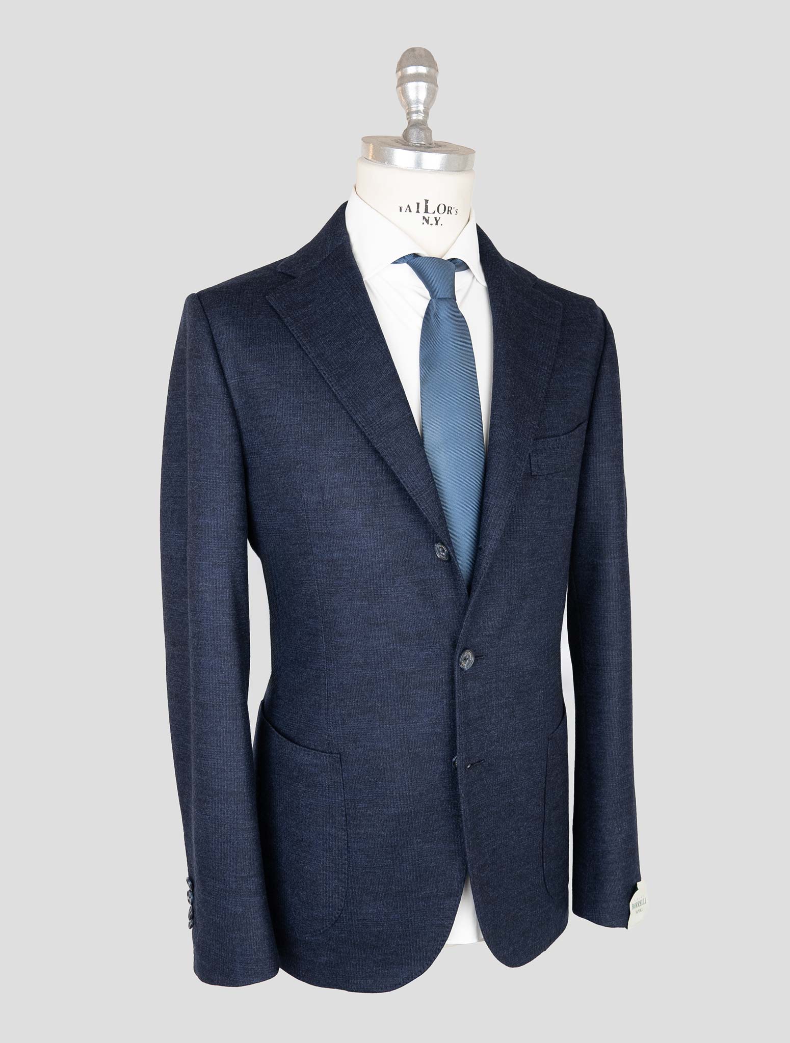 Luigi Borrelli Blue Virgin Wool Suit Detail