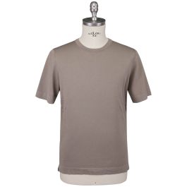 トップス Gran Sasso Soft Cotton Crewneck Thermal Gran Sasso Cotton Knitted Crew Neck T-Shirt Beige at