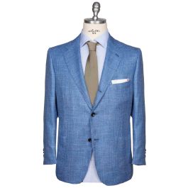 Sato tailor wool silk linenジャケット Kiton Blue Cashmere Virgin Wool Silk Linen Double Breasted