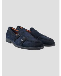 Santoni Blue Leather Suede Loafers SSZ5 1