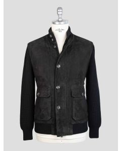 Barba Napoli Blue Leather Suede Coat 1