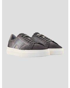 Santoni Gray Leather Suede Sneakers 1