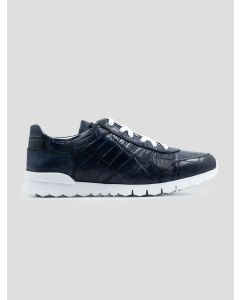 Kiton Blue Leather Crocodile Sneakers 1