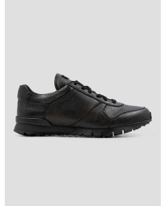 Kiton Dark Brown Leather Deer Shearling Fur Sneakers 1