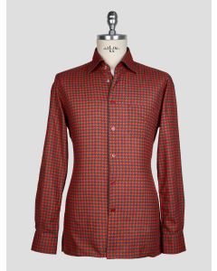 KITON GRAY ORANGE COTTON SHIRT 1