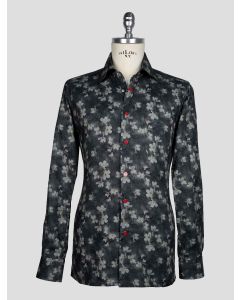 KITON GRAY WHITE COTTON SHIRT 1