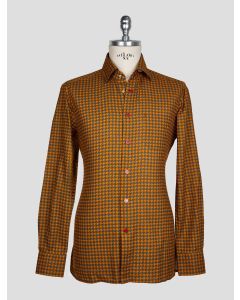 KITON DARK GRAY ORANGE COTTON SHIRT 1