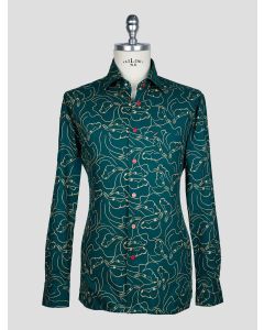 Kiton Green Beige Cotton Shirt 1