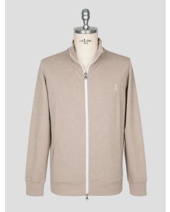 Barba Napoli Taupe Cotton Pa Sweater Full Zip 1