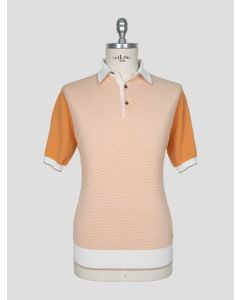 Stefano Ricci Orange White Silk Cotton Polo 1