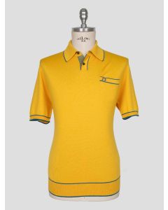 Stefano Ricci Yellow Blue Silk Cotton Polo 1