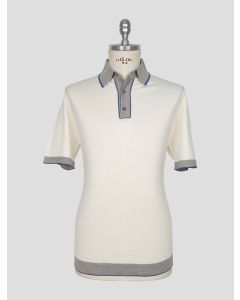 Stefano Ricci White Gray Silk Cotton Polo 1