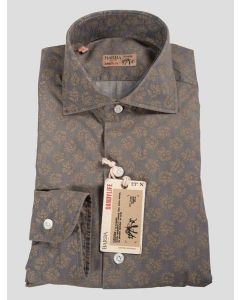 Barba Napoli Barba Napoli Gray Brown Cotton Shirt Gray / Brown 000