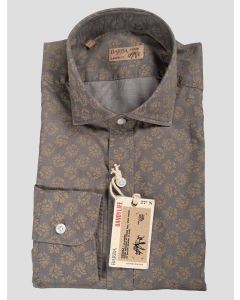 Barba Napoli Barba Napoli Gray Brown Cotton Shirt Gray / Brown 000