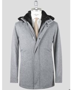 Barba Napoli Barba Napoli Gray Virgin Wool Cashmere with Lapin Fur Overcoat BCY2 Gray 000