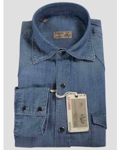 Barba Napoli Barba Napoli Denim Cotton Linen Shirt Denim 000
