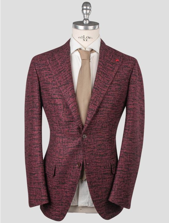 Isaia Isaia Burgundy Wool Silk Camel Blazer Burgundy 000