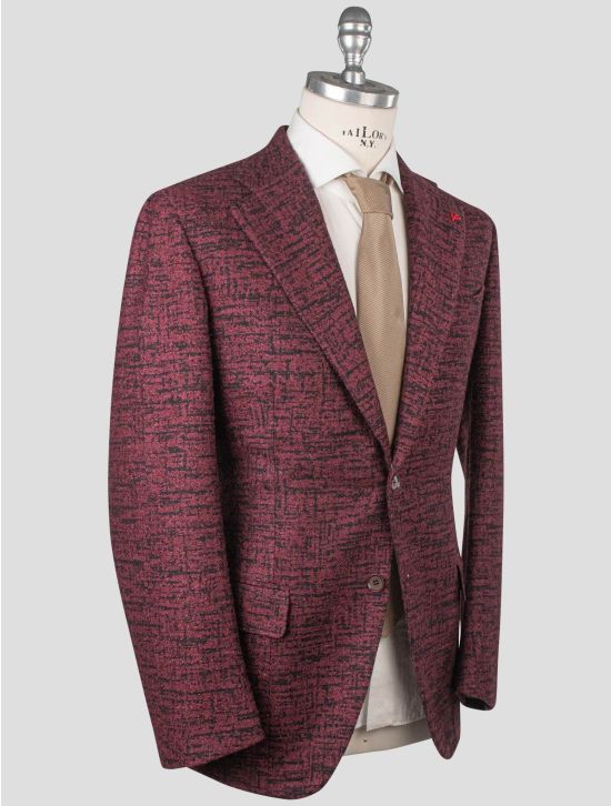 Isaia Isaia Burgundy Wool Silk Camel Blazer Burgundy 001