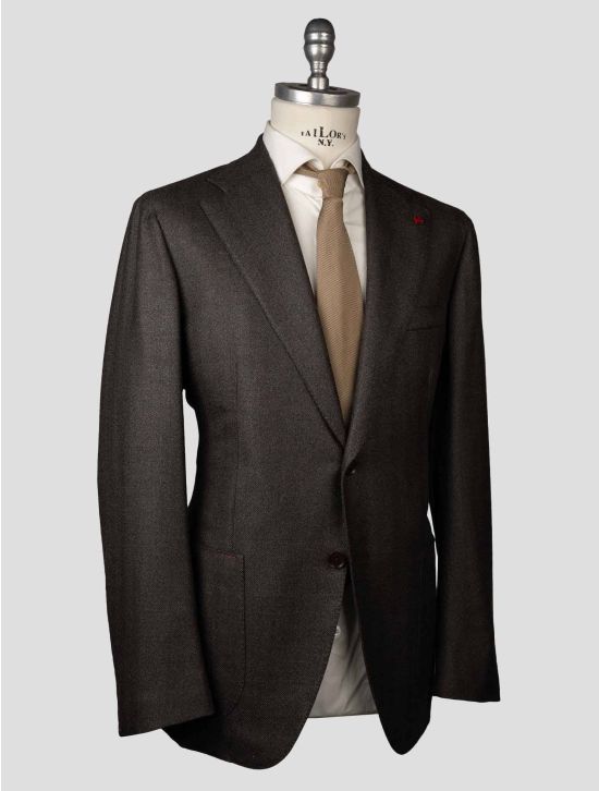 Isaia Isaia Brown Silk Wool Blazer Brown 001