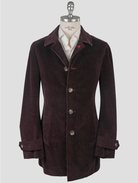 Isaia Isaia Burgundy Cotton Velvet Coat Burgundy 000