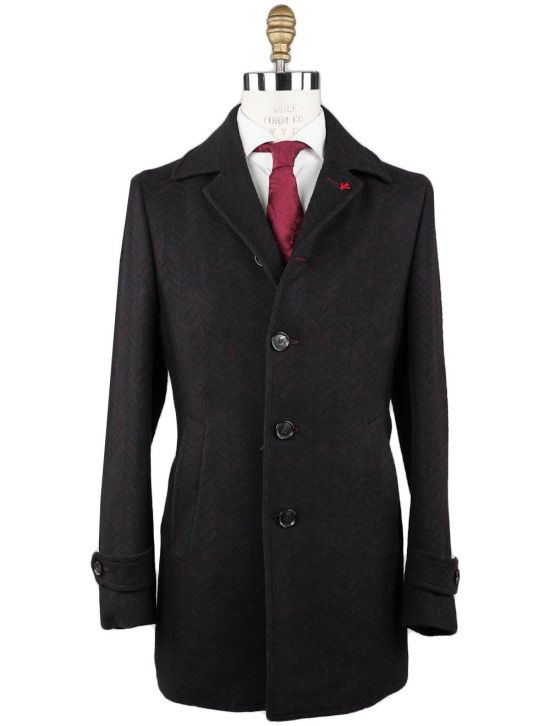 Isaia Isaia Violet Black Wool Cashmere Coat Violet / Black 000