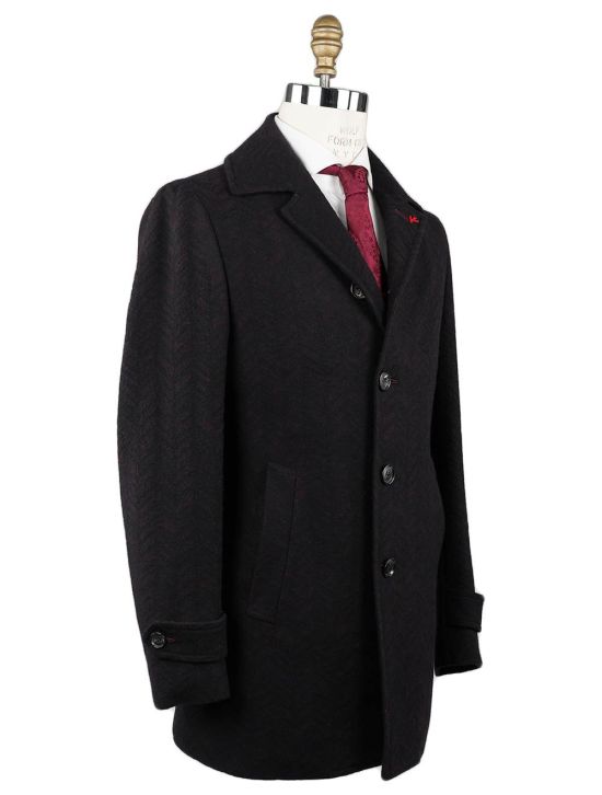 Isaia Isaia Violet Black Wool Cashmere Coat Violet / Black 001
