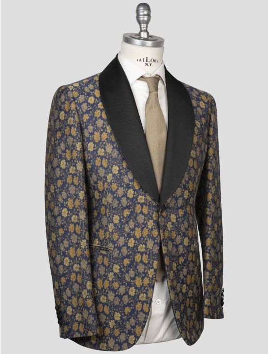 Isaia Isaia Blue Gold Cotton Wool Silk Smoking Blazer Blue / Gold 001