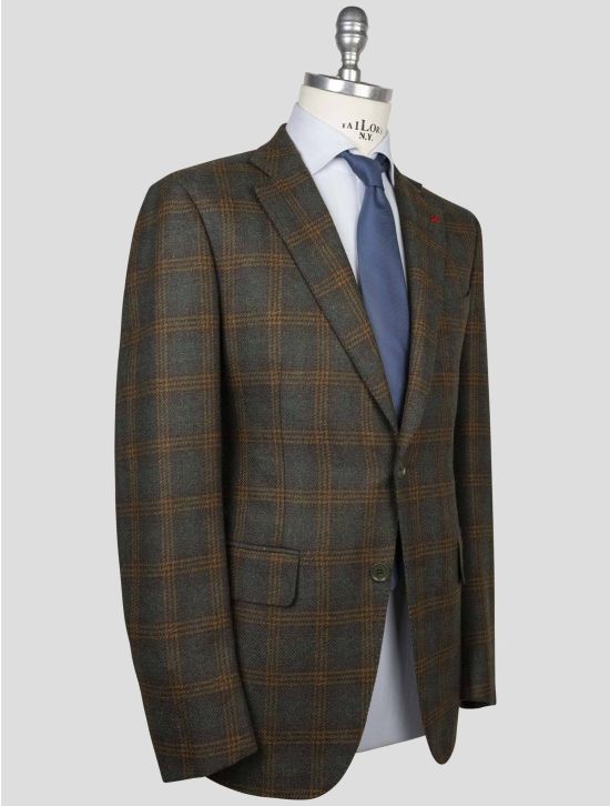 Isaia Isaia Green Brown Wool Cashmere Blazer Green / Brown 001