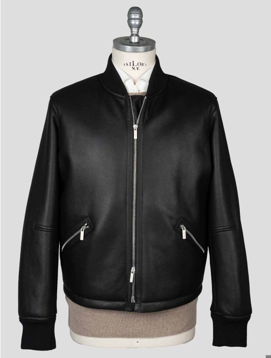Ferragamo Ferragamo Black Leather Shearling Coat Black 000