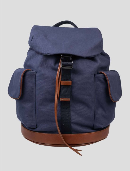 Kiton Blue Cotton Backpack 1