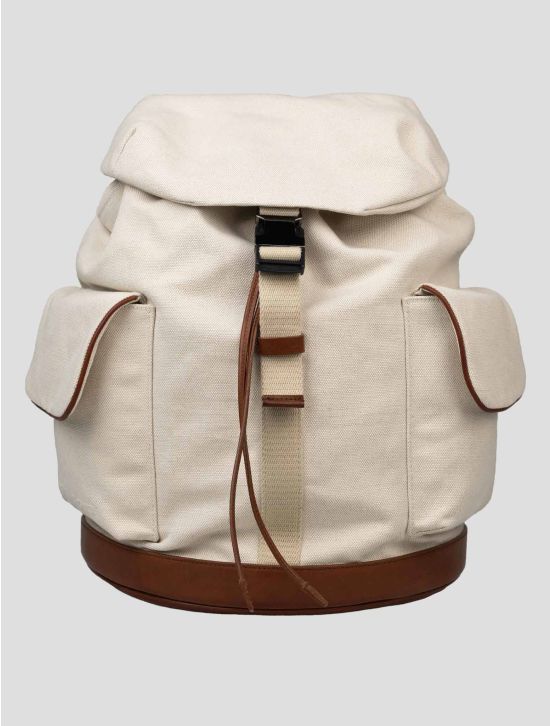 Kiton Beige Cotton Backpack 1