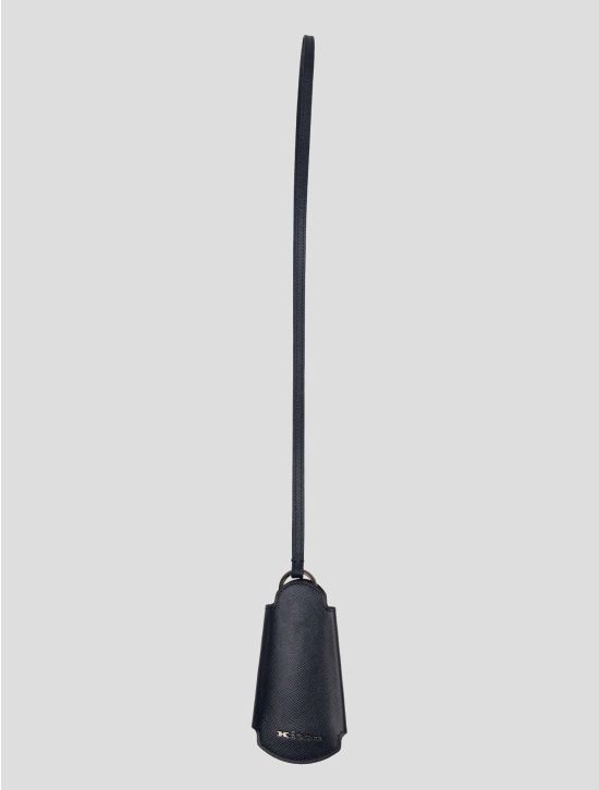 Kiton Dark Blue Leather Keychain 1