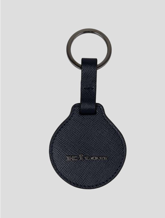 Kiton Dark Blue Leather Keychain 1