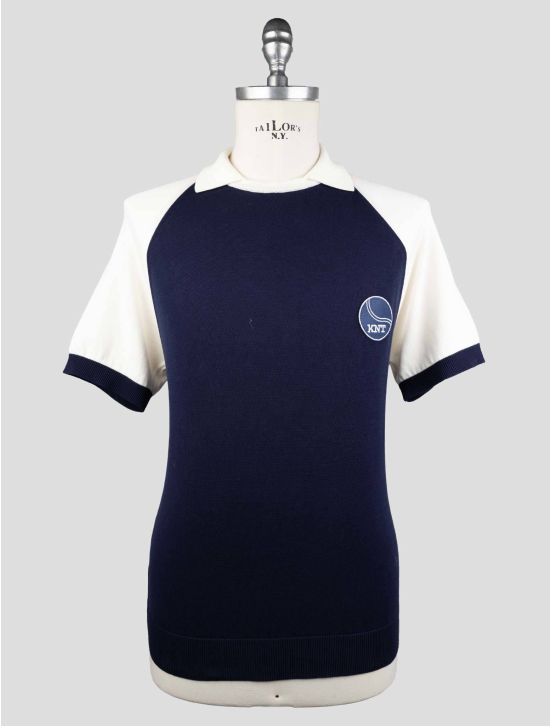 KNT Kiton Blue White Cotton Polo 1