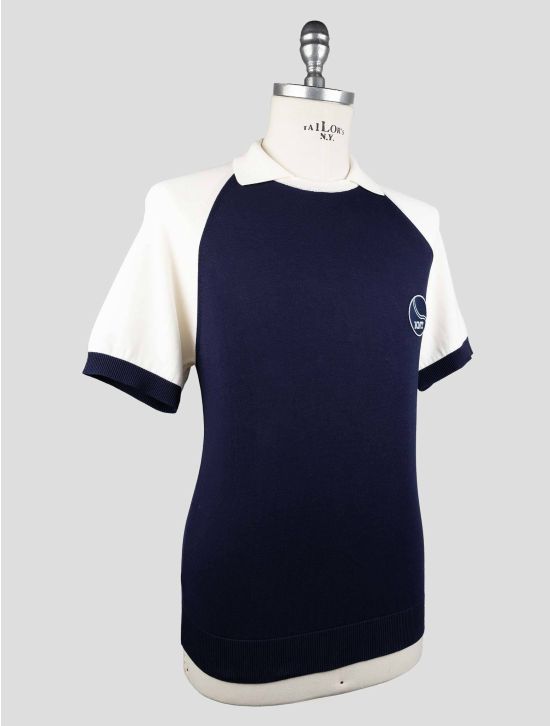 KNT Kiton Blue White Cotton Polo 2