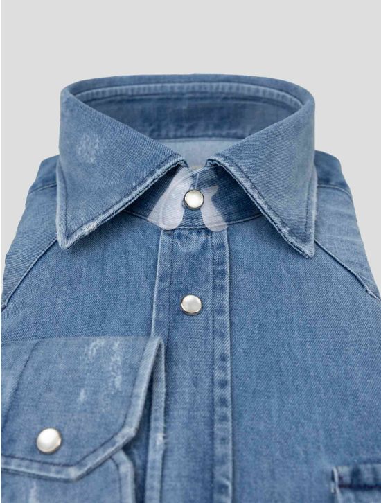 Sartorio Napoli Blue Denim Cotton Shirt 2