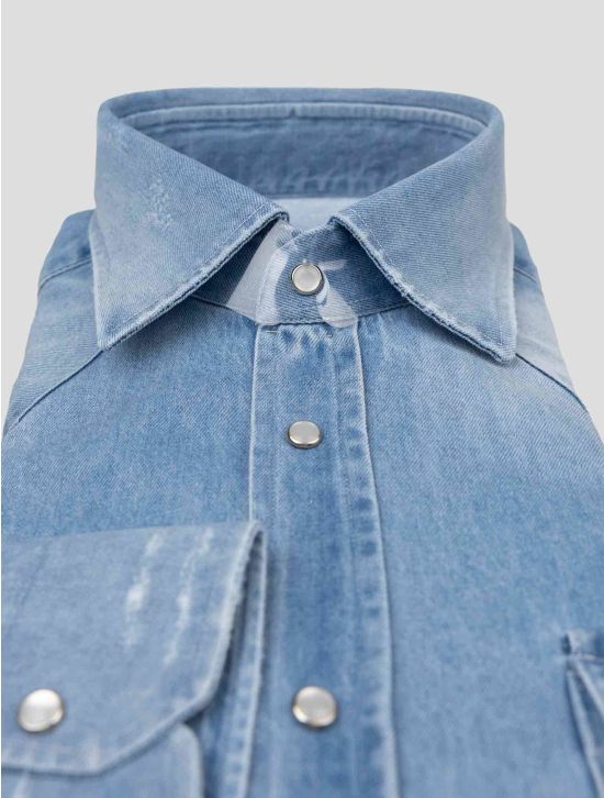 Sartorio Napoli Light Blue Denim Cotton Shirt 2