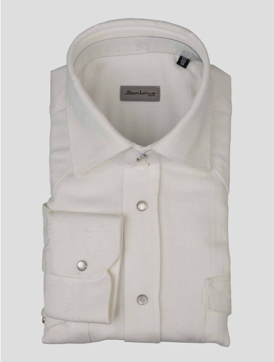 Sartorio Napoli White Denim Cotton Shirt 1