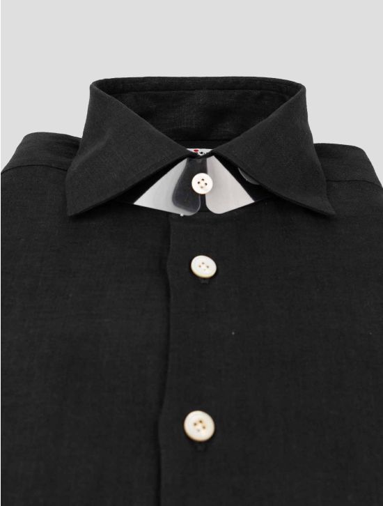 Kiton Black Linen Shirt 2