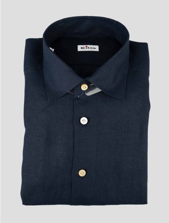 Kiton Blue Linen Shirt 1