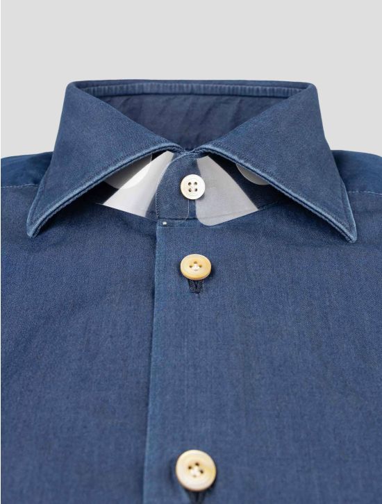 Kiton Blue Cotton Shirt 2