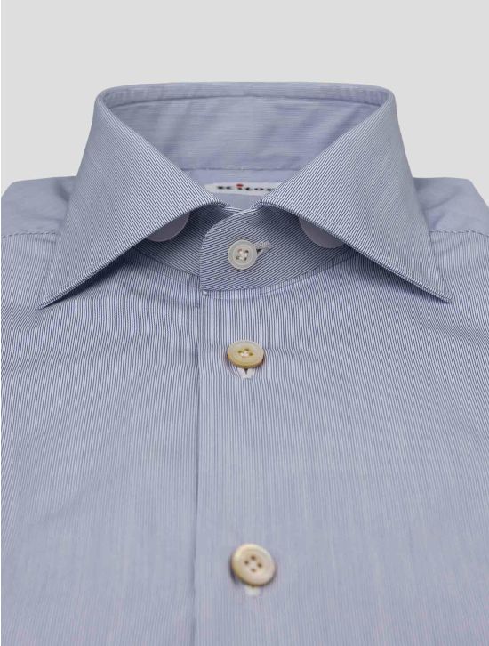 Kiton Light Blue White Cotton Shirt 2