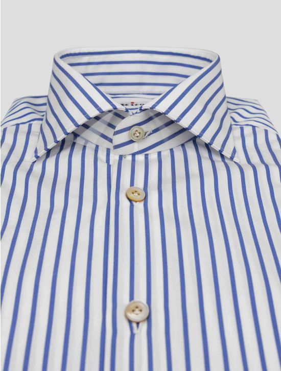 Kiton Blue White Cotton Shirt 2