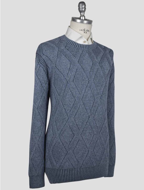 Gran Sasso Gran Sasso Light Blue Virgin Wool Viscose Cashmere Sweater Crewneck Light Blue 001