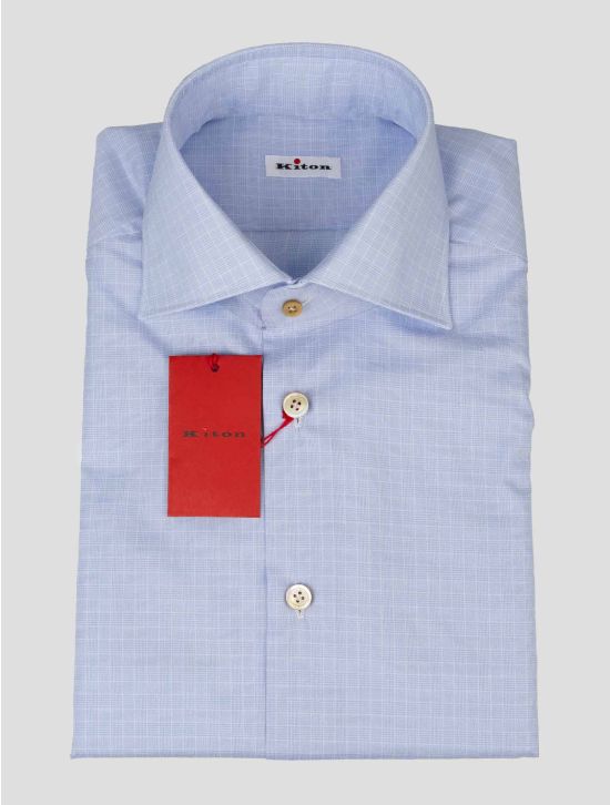 Kiton Light Blue White Cotton Shirt 1