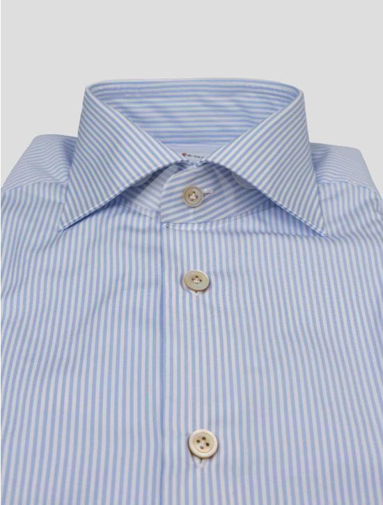 Kiton Light Blue White Cotton Shirt 2