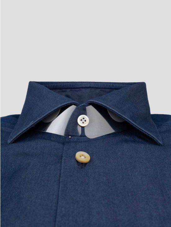 Kiton Blue Cotton Shirt 2