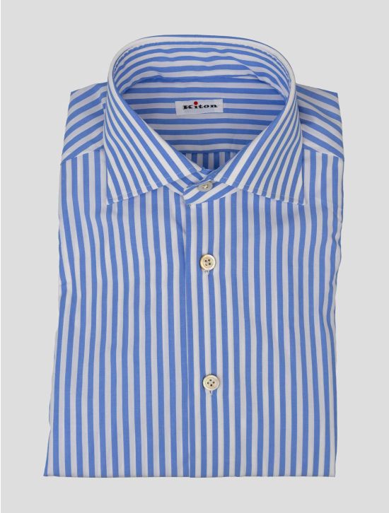 kiton Light Blue White Cotton Shirt 1