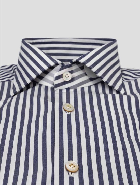 kiton Blue White Cotton Shirt 2