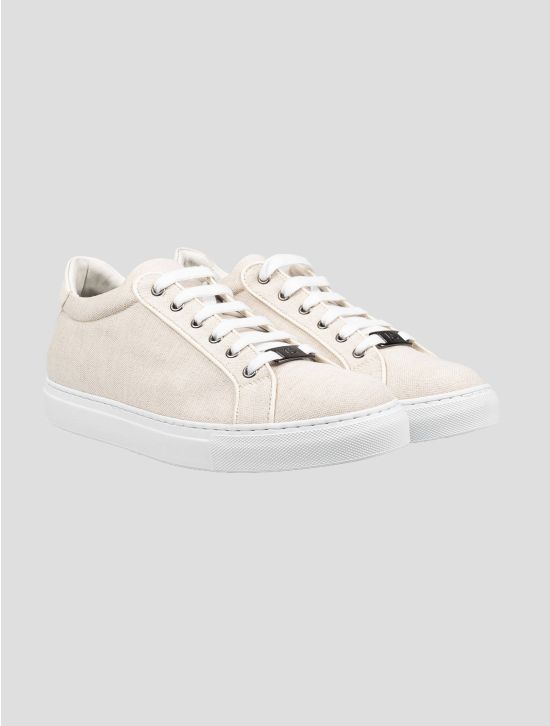 Isaia Beige Linen Cotton Shoes 1